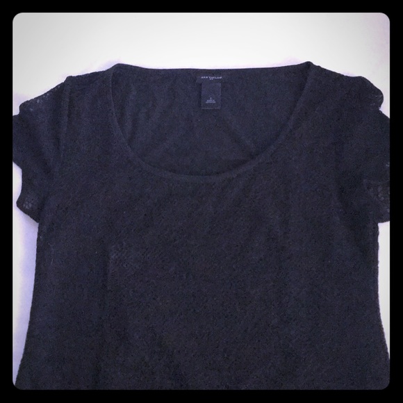 Ann Taylor black lace T-shirt - Picture 1 of 3
